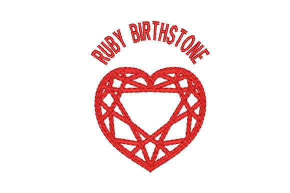 Download Ruby Birthstone Faceted Heart Embroidery - Faceted heart Collection