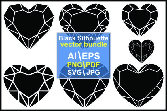 Download Faceted Heart Shaped Gemstones Silhouett - Faceted heart Collection