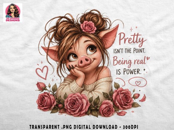 Download Cute Floral Pig Girl | Boho Rose PNG - Rose png Collection