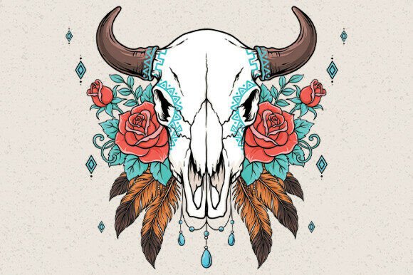 Download Floral Buffalo Skull Rose PNG - Rose png Collection