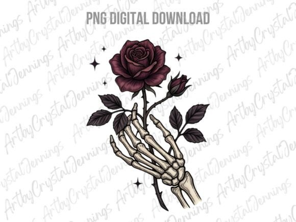 Download Skeleton Hand Holding Rose PNG - Rose png Collection