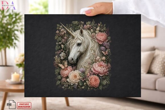 Download Vintage Floral Unicorn Portrait Rose PNG - Rose png Collection
