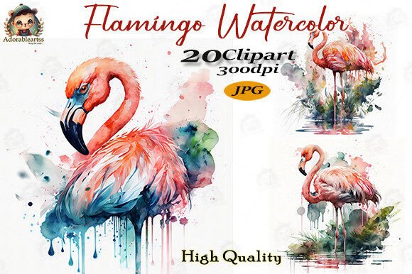 Download Flamingo Watercolor Clipart Bundle Set - Premium Resources
