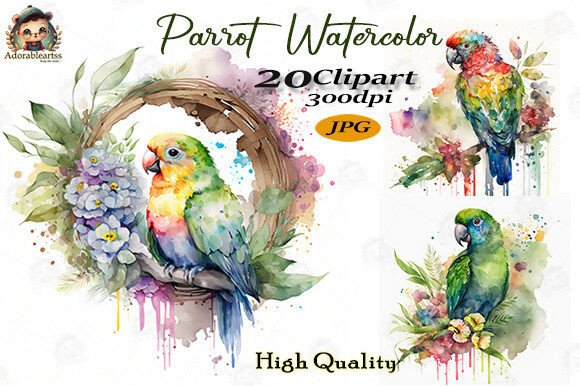 Download Parrot Watercolor Bird Clipart Bundle - Premium Resources